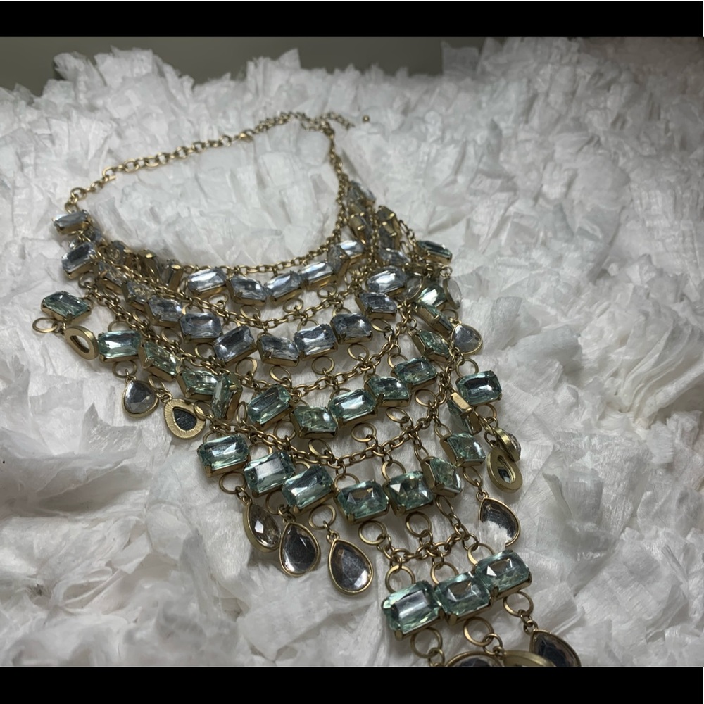 Gold/blue statement necklace - Picture 2 of 3